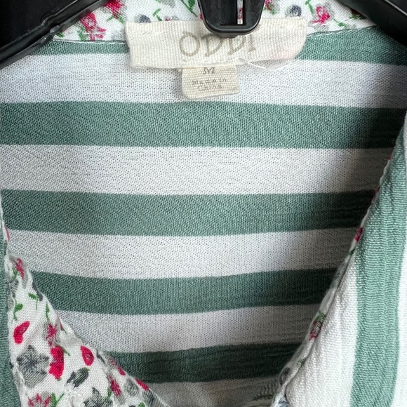 ODDY Tie-Front Multiple Pattern Blouse High Low Hem Size M - Picture 3 of 8